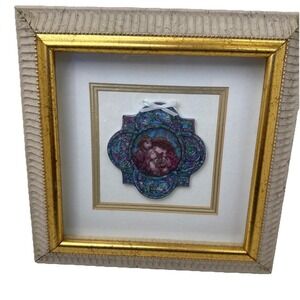 EDNA HIBEL "The First Holiday" 1992 Porcelain CHRISTMAS Ornament #2221 Framed